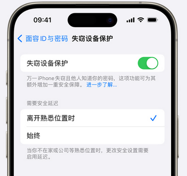 宜黄苹果手机维修分享iOS17'失窃设备保护'功能是什么？ 
