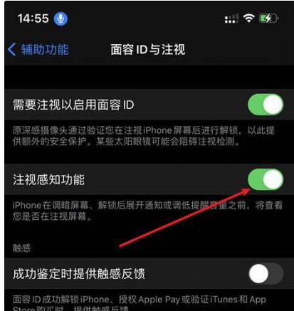 宜黄苹果14维修网点分享iPhone14注视感知功能有什么用 