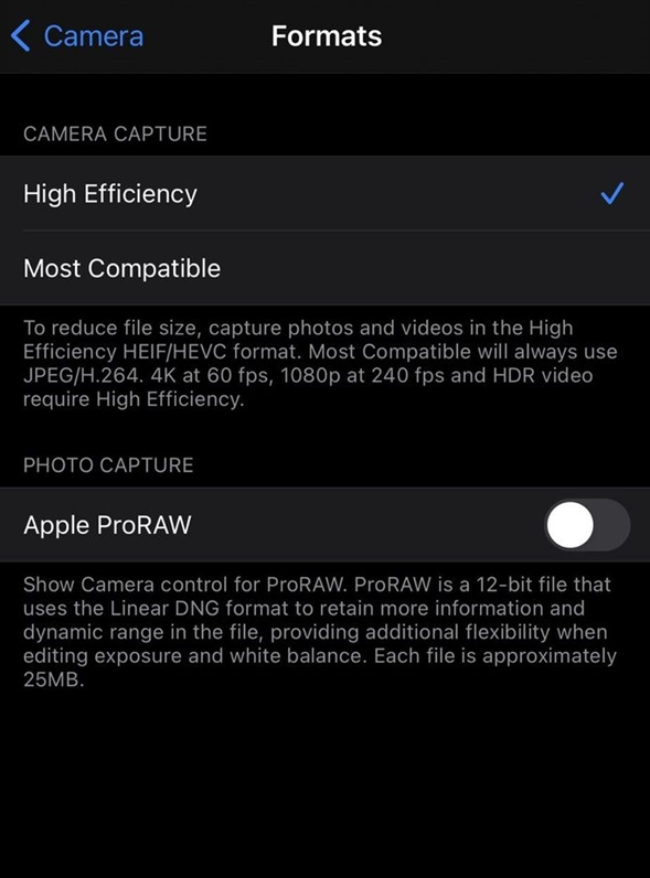 宜黄苹果手机维修分享如何为 iPhone 12 Pro/Max 启用 ProRAW 照片格式 